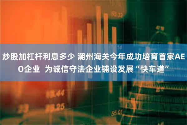 炒股加杠杆利息多少 潮州海关今年成功培育首家AEO企业  为诚信守法企业铺设发展“快车道”