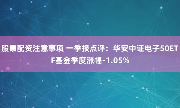 股票配资注意事项 一季报点评：华安中证电子50ETF基金季度涨幅-1.05%