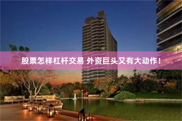 股票怎样杠杆交易 外资巨头又有大动作！
