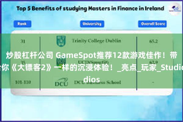 炒股杠杆公司 GameSpot推荐12款游戏佳作！带给你《大镖客2》一样的沉浸体验！_亮点_玩家_Studios