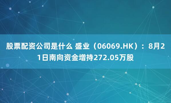 股票配资公司是什么 盛业（06069.HK）：8月21日南向资金增持272.05万股